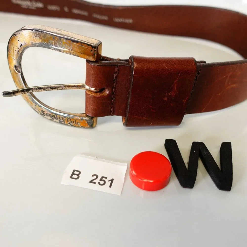 Y2K Italian Genuine Leather Belt Womens XS‎ Chocolate Old Money KENNETH COLE